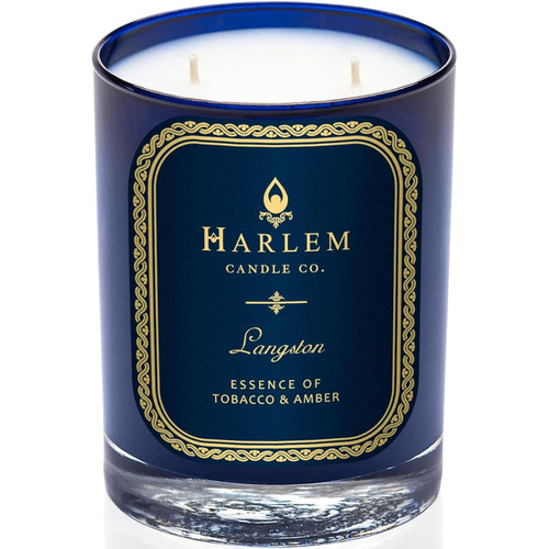 HARLEM CANDLE CO. Langston - Luxury Scented Soy Candle, 11 oz - 80-Hour Burn Time | Jasmine, Sandalwood, Nutmeg, Clove, Vanilla, Leather | Scented Candles for Home