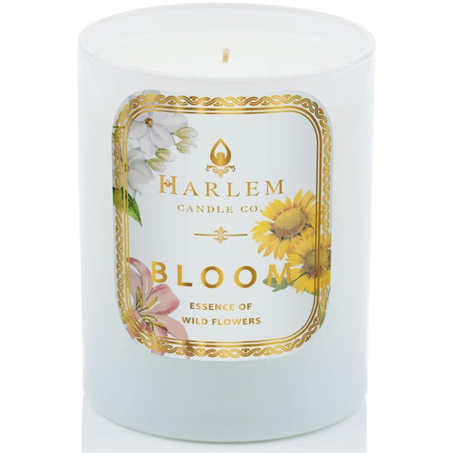 HARLEM CANDLE CO. - Bloom - Luxury Scented Soy Candle, 11 oz - 80-Hour Burn Time | Freesia, Orange Flower, Waterlily, White Rose, Jasmine Violet Leaf | Scented Candles for Home