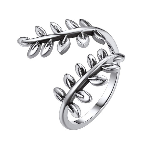 Toe Ring for Women Sterling Silver | Leaf Wrap Toe Ring | Adjustable Open Ring for Toe or Pinky Finger | Cute Dainty Beach Foot Jewelry