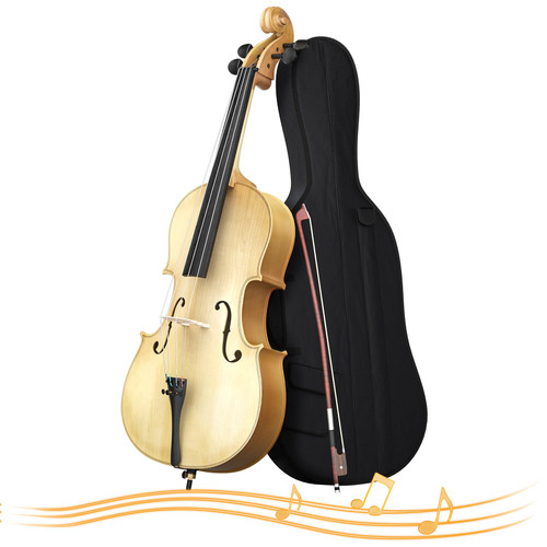 Doredo Cello 4/4 Kit, Acoustic Cello for Adults,Students,Beginners,Complete Full Size Chello Instruments Set with Portable Bag, Bow, Rosin, Matte Golden