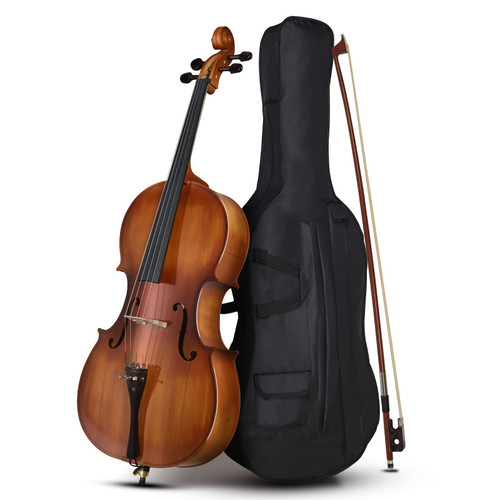 Ktaxon 4/4 Ebony Fitted Cello, Acoustic Cello Full Size cello with 7mm Padding Cello Case, Extra String, Bridge, Bow and Rosin for Beginner Adult(Matte)
