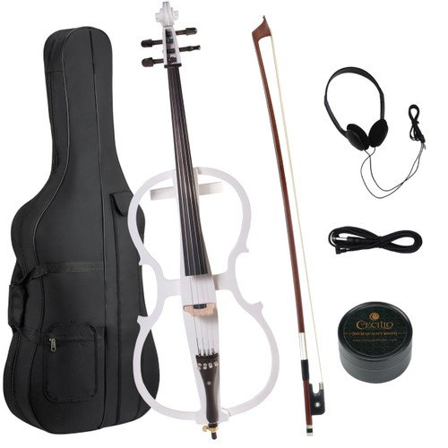 Cecilio 4/4 CECO-1WH Pearl White Electric Cello with Ebony Fittings in Style 1 (Full Size)