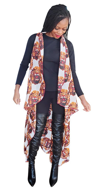 Dupsie's Lion African Print Fashion Shawl wrap with Armholes Light-weight with Belt