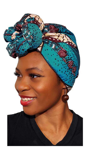 Dupsie's Turquoise and Maroon African Print Head wrap
