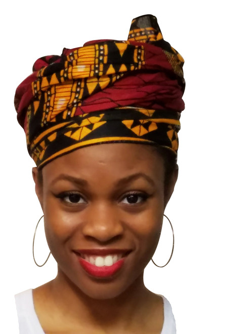 Dupsie's Women's Cotton Burgundy Red African Print Head Wrap