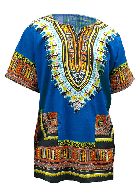 Dupsie's Blue African Print Dashiki Shirt from S to 7XL Plus Size