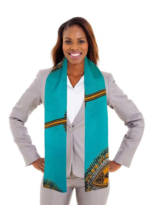 Dupsie's Turquoise Dashiki African Print Stole/Sash