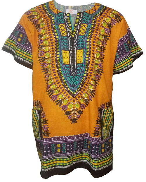 Dupsie's Orange African Print Dashiki Shirt from S to 7XL Plus Size