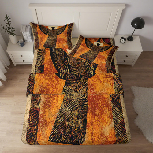 Tribal African Sheet Set California King Size 4 Piece, Exotic Ethnic Boho Pattern Printed Bed Sheets with 14 Inch Deep Pocket, African Bedroom Decor, Ultra Soft Microfiber Bedding (90-C)