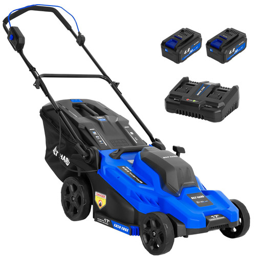 BILT HARD 40V 17" Brushless Cordless Lawn Mower, 2-in-1 Electric Lawn Mower, Push Lawnmower with 6-Position Height Adjustment, 2 x 4.0Ah Batteries & Dual Charger Included