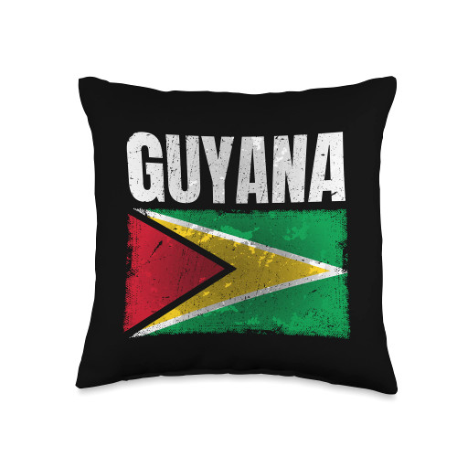 Distressed Guyana Flag Graphic for Men Women Guyanese Throw Pillow