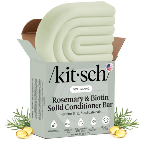 Kitsch Rosemary & Biotin Volumizing Hair Conditioner Bar for Hair Growth & Thickening – Hydrating & Cleansing Hair Conditioner for Women & Men - Paraben, Silicone & Sulfate Free - Made in USA - 2.7 oz