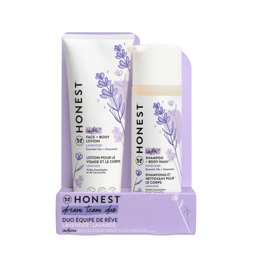 The Honest Company 2-in-1 Cleansing Shampoo and Body Wash Face Lotion Bundle, Gentle for Baby, Naturally Derived, Lavender Calm, 18.5 fl oz