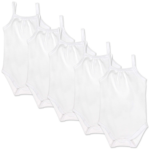 HonestBaby Cami Bodysuits One-piece 100% Organic Cotton for Baby Girls, Bright White, 12 Months