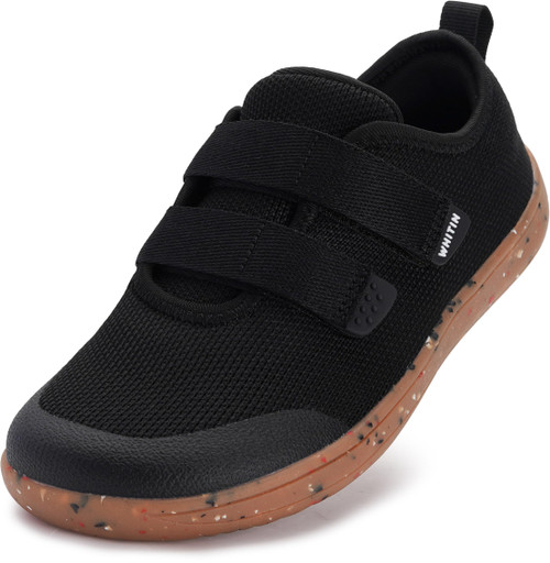 WHITIN Kids Wide Toe Box Barefoot Shoes Minimalist Zero Drop Sneakers for Boys Girls Size 11 Fashion Tennis Walking Running Lightweight Black Gum 29