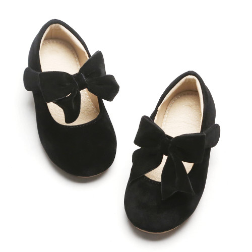 Kiderence Little Toddler Girls Dress Shoes Ballerina Ballet Flats Kids Black Mary Janes Size 5