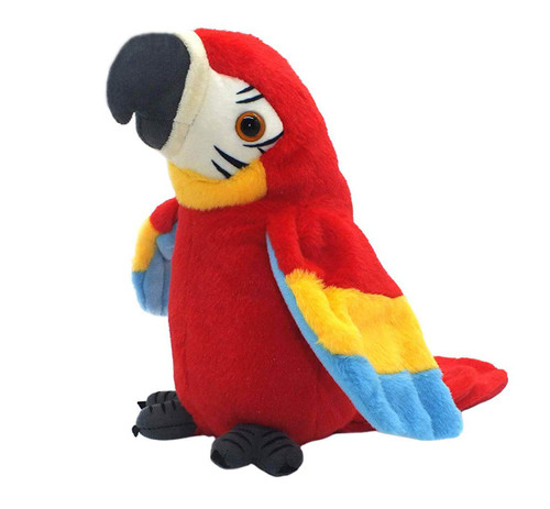 Vincilee Talking Parrot Repeats What You Say Mimicry Pet Toy Plush Buddy Parrot Children Gift (RED)
