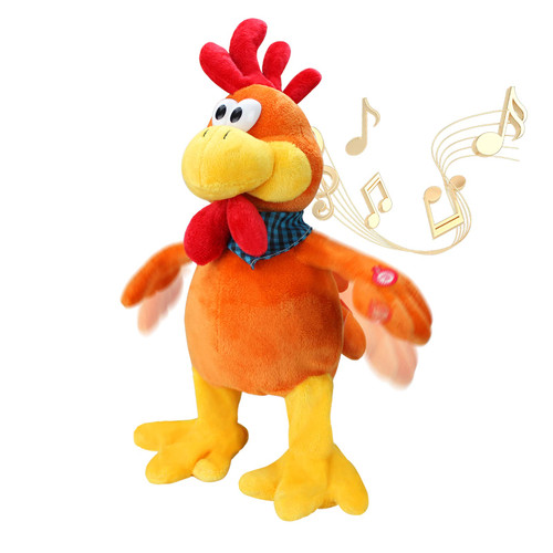 SdeNow Musical Squawking Chicken Stuffed Animal Walking Singing Waving Rooster Fun Electronic Interactive Animation Plush Toys Gifts for Kids