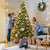 GGOYING 9FT Pre-Lit Flocked Christmas Tree with Rotating Stand & Remote, Green Dense Branches, Realistic Holiday Decorations, LED Lights (RGB + Warm White)