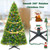 GGOYING 9FT Pre-Lit Flocked Christmas Tree with Rotating Stand & Remote, Green Dense Branches, Realistic Holiday Decorations, LED Lights (RGB + Warm White)