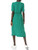 Amazon Essentials Women's Fit and Flare Half-Sleeve Waisted Midi A-Line Dress with Pockets, Green Vine Print, Medium