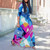 FANDEE Plus Size Maxi Dress for Women Summer Sundress V-Neck 3/4 Sleeve Multicoloured X-Large