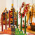 Kenburg Kwanzaa Kinara Set With Dripless Taper Candles - 3 Red, 3 Green, 1 Black - Double Sided Wooden Celebration Decorations - Trapezoid Candle Holder for Table