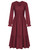GRACE KARIN Women's 2025 Fall Long Sleeve Maxi Dresses Smocked V Neck Flowy Casual Dress with Pockets Wedding Guest Wine Red Medium