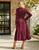 GRACE KARIN Women's 2025 Fall Long Sleeve Maxi Dresses Smocked V Neck Flowy Casual Dress with Pockets Wedding Guest Wine Red Medium
