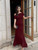 YMDUCH Women's Elegant Sleeveless Off Shoulder Bodycon Long Formal Party Evening Dress WineRed