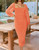 ZESICA Women's Sexy Ruched Bodycon Midi Dress Long Puff Sleeve Square Neck Backless Cocktail Party Wedding Dresses,Orange,Small