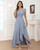 Aootumi Dusty Blue Mother of The Bride Dresses for Wedding 2025 Tea Length Short Sleeve V Neck Ruffle Chiffon A Line Backless Formal Dress Size 4