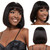 SQPLXK Short Bob Human Hair Wigs with Bangs None Lace Front Wigs Brazilian Straight Hair Machine Made Bob Wig for Women Natural Color 8 Inch