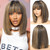 Beaurocks Wigs with Bangs Human Hair Short Wig With Bangs Bob Wig Human Hair Highlight Bob Wigs Human Hair 12 Inch 2.5X1 Lace Glueless Wigs 1B/27 Straight