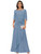 VKHK Chiffon Dusty Blue Mother of The Bride Dresses Long Sleeve Lace A-Line Ruffle Formal Dress US2