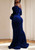 Women Off Shoulder Formal Long Sleeve Velvet Maxi Dress Vakkest Women Evening Party Velvet Maxi Dress High Split Cocktail Gowns Blue