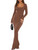 REORIA Womens Sexy Casual Scoop Square Neck Long Sleeve Soft Lounge Long Dress Fall Wedding Guest Elegant Ribbed Bodycon Maxi Dresses Coffee Large
