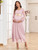CYCLAMEN Maternity Sparkly Maxi Dress Long Sleeves Long Flowy Pregnant Dress with Belt Baby Shower Formal, Light Pink, M