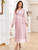 CYCLAMEN Maternity Sparkly Maxi Dress Long Sleeves Long Flowy Pregnant Dress with Belt Baby Shower Formal, Light Pink, M