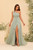 One Shoulder Bridesmaid Dress Long Ruched Chiffon Formal Sage Green Split for Women A-line Ruched Chiffon Formal Dress with Pockets
