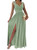 Dokotoo Ladies Long Backless Prom Bridesmaid Wedding Guest Elegant Floor Length A Line Wrap Deep V Neck Backless Ruched Pleated Ruffled Split Formal Evening Party Dresses for Women Mint M