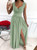 Dokotoo Ladies Long Backless Prom Bridesmaid Wedding Guest Elegant Floor Length A Line Wrap Deep V Neck Backless Ruched Pleated Ruffled Split Formal Evening Party Dresses for Women Mint M