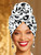 Urieo African Head Wrap Turban, Black and White Pattern, Pre Tied Head Cover for Women