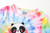 CYCHELRY Rainbow Tie Dye Pandas Pajamas for Teen Girls Short Sleeve Big Kids Sleepover PJS Sets Matching Clothes Size 6
