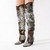 Cape Robbin Women's Thigh High Cowboy Boots with Chunky Heel - Faux Snakeskin Western Booties | Slip Resistant Block Heels for Fall Winter (Hilda) - Animal Print Size 9-1762685070