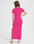 EXARUS Girls Bodycon Maxi Dress Hot Pink Tween Casual Long Formal Dresses Teen Fitted Short Sleeve Pencil Tight Christmas Side Slit Crew Neck for Kids Girl 12Y