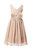 Bow Dream Flower Girl Dress Junior Bridesmaids V-Neckline Chiffon Champagne 16