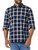 Amazon Essentials Men's Long-Sleeve Slim-Fit Stretch Poplin Shirt, Navy White Buffalo Plaid, Large