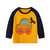HILEELANG Boys Long-Sleeve T-Shirts Raglan Pocket Crewneck Cotton Cartoon Active Tops Tees 3 Pack 3T