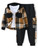 Auiopila Kids Toddler Boy Clothes Plaid Hooded Shirt White T-shirt Top and Solid Color Pants 3Pcs Winter Boys Outfits